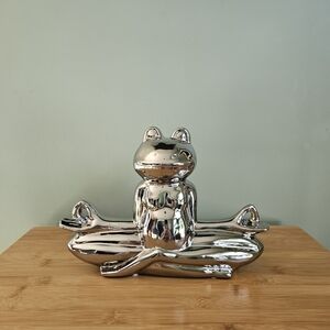Silver Frog Yoga Figurine